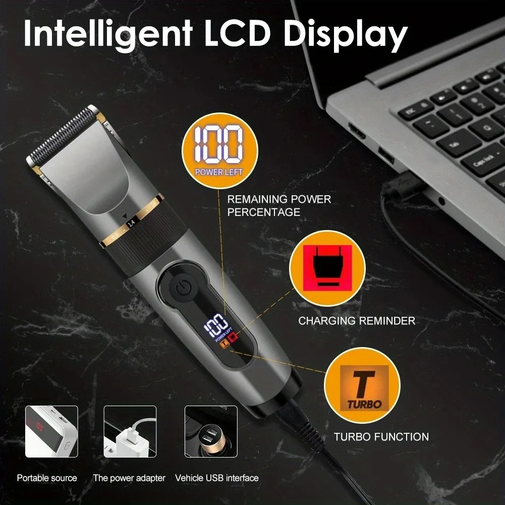 Electric Hair Trimmer Professional Hairdresser Ceramic Blade Men's Hairdresser LED Display Hairdresser USB Rechargeable image 2
