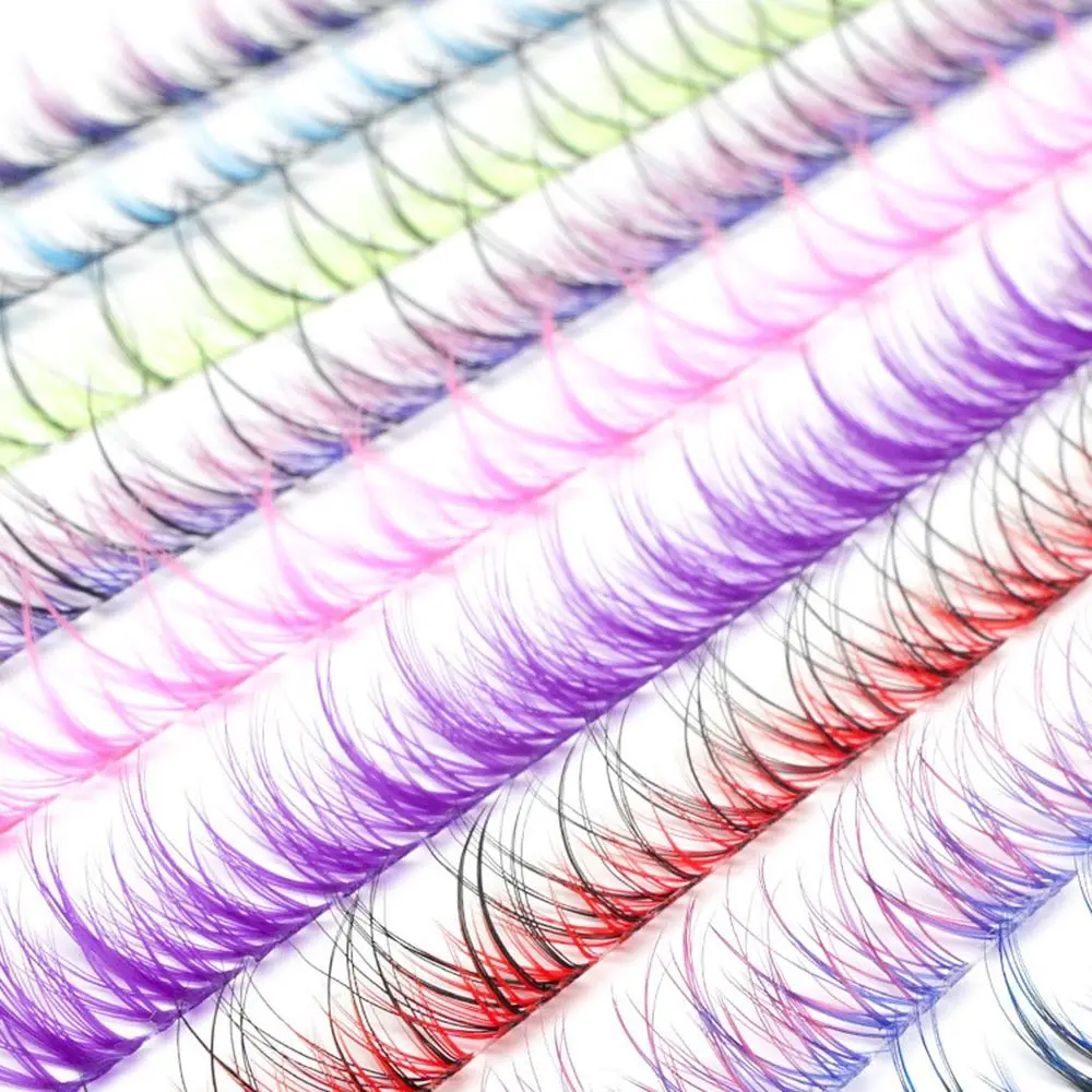 Colorful Individual Cluster Eyelashes Natural DIY Colored False Eyelashes Elongated Soft Segmented Fake Lashes Makeup Tool