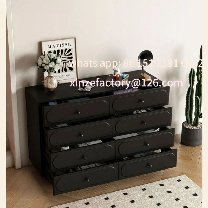 

Customizable French light luxury eight-bucket cabinet black feeling living room minimalist wind side cabinet Nordic bedroo