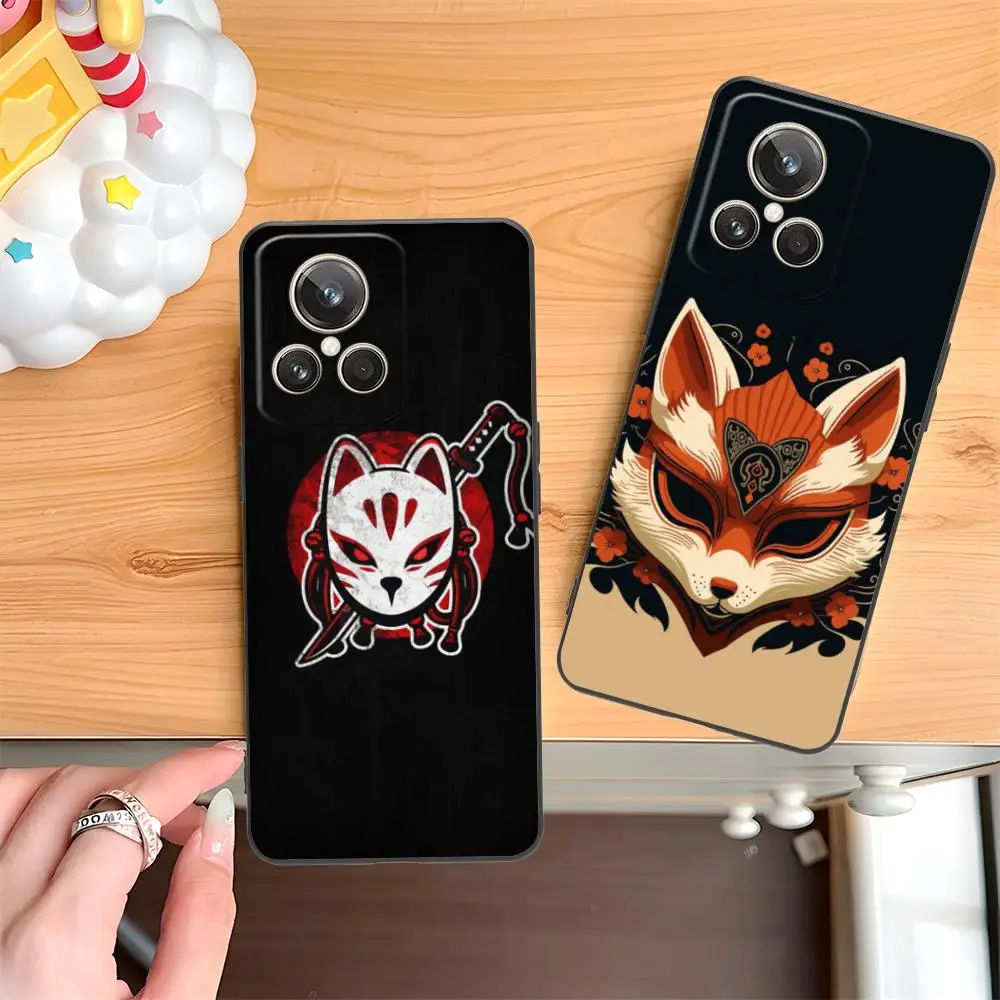Funda de teléfono con máscara de zorro Kitsune para Realme GT 8 Neo Pro C75 73 71 C67 65 C55 53 C35 31 C20 15, funda suave de TPU a prueba de golpes