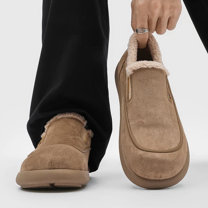 DIMANYU Men Winter Fleece Lined Snow Boots Slip On Warm Men Casual Shoes Non-slip Outdoor Loafers Ankle Boots Women