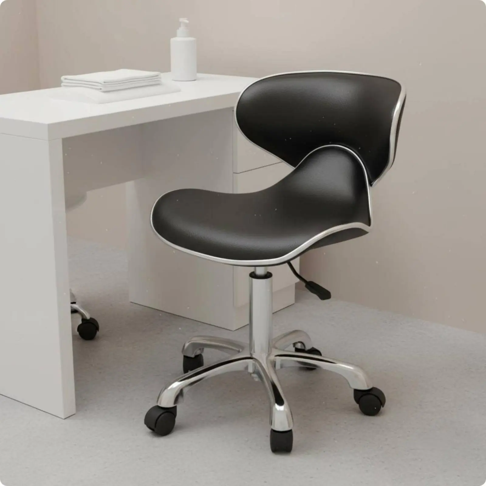 padded-professional-chair-with-wheels-low-spine-backrest-rolling-salon-chair-adjustable-rotate-stool-with-backrest-silver-base
