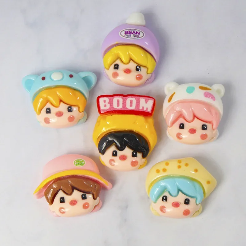 10pcs Cartoon Cute Girl Resin Accessories DIY Resin Accessories Handmade Mobile Phone Case Head Rope Hairpin Material