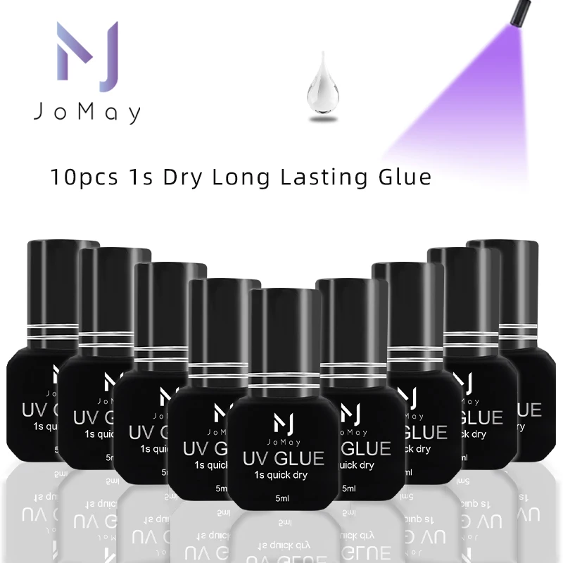 JOMAY 10 bottiglie colla UV Extension ciglia adesivo Super forte di alta qualità strumenti per il trucco professionale per l'estensione delle ciglia colla da 5ML