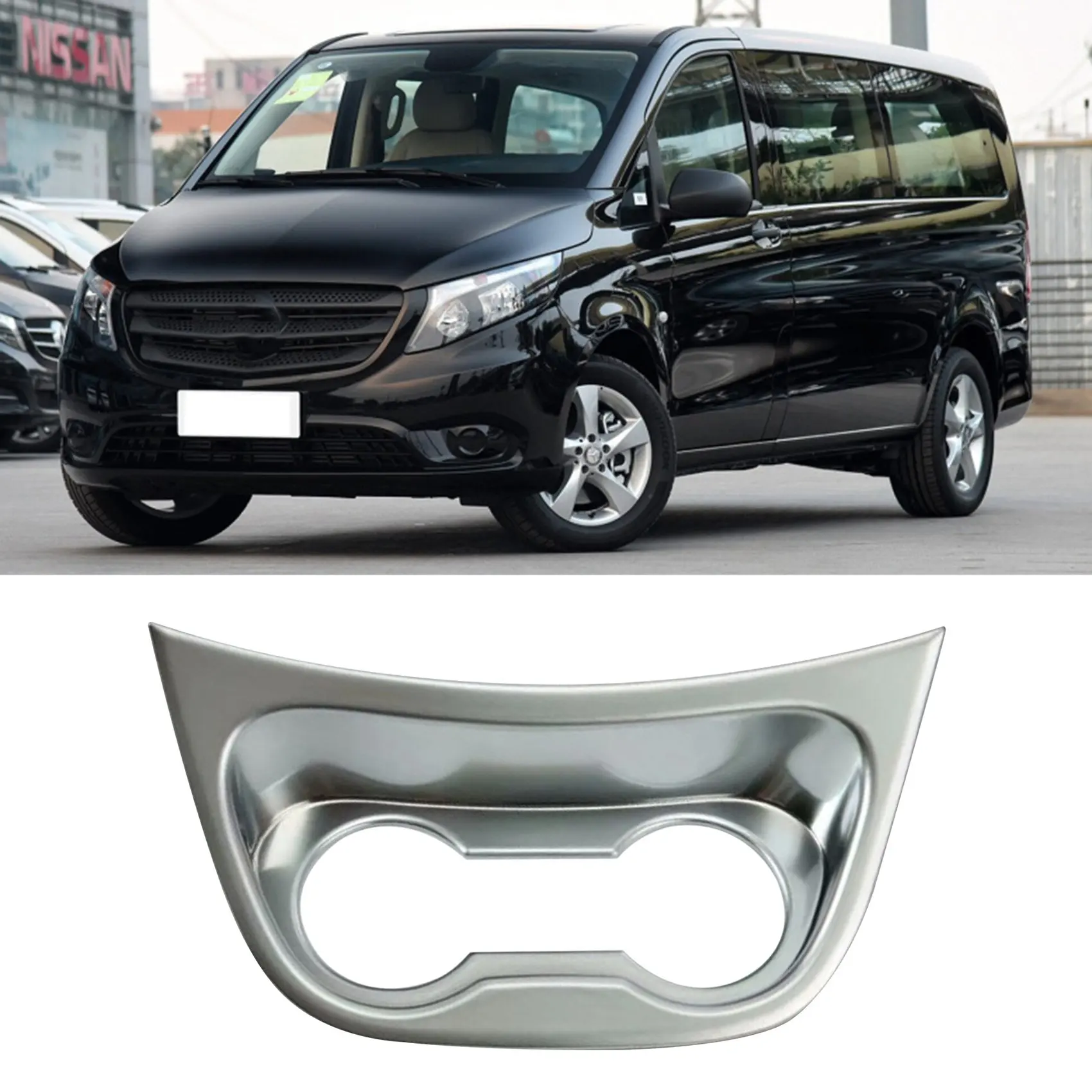 

Автомобильная центральная консоль ABS, держатель для чашки с водой, декоративная наклейка, чехол для Mercedes Benz Vito W447 2014-2019, аксессуары-N25R