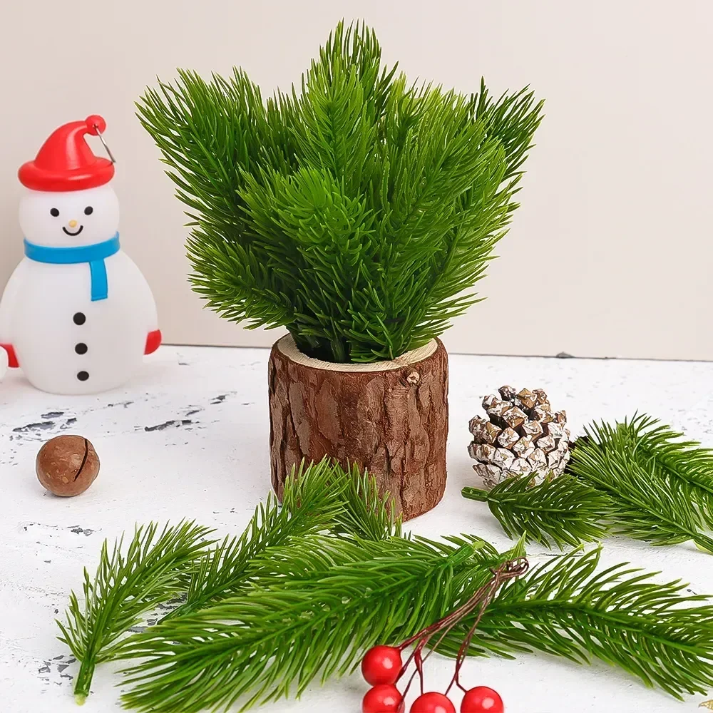 100/50 Stuks Kunstmatige Dennennaaldplanten Plastic Kerstboom Bloemenkrans Diy Groene Dennentakken Voor Bruiloft Huisdecoratie