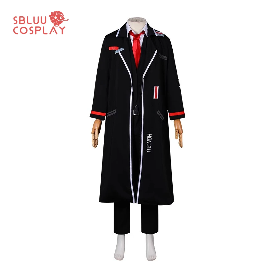 SBluuCosplay Hong Lu Cosplay Costume Limbus Company Cosplay Black Long Coat Uniform Suit Halloween Party - Detail 1