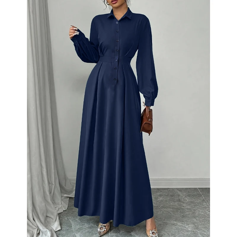 FFF.DUO herbst temperament Französisch Laterne Hülse Ballkleid Lange Kleider Elegante frauen einfarbig Hohe Elastische Taille Maxi Kleid