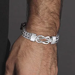 Infinity Knot Bracelet for Men,Black/Silver Color Double Layered Braided Franco Chain Bracelets,Stainless Steel Jewelry Gift
