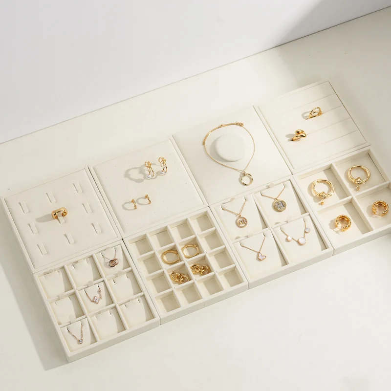 MISHITU Microfiber Jewelry Storage Tray Ring Earring Necklace Watch Diamond Jewelry Display Stand Organizer Jewellry Storage Box
