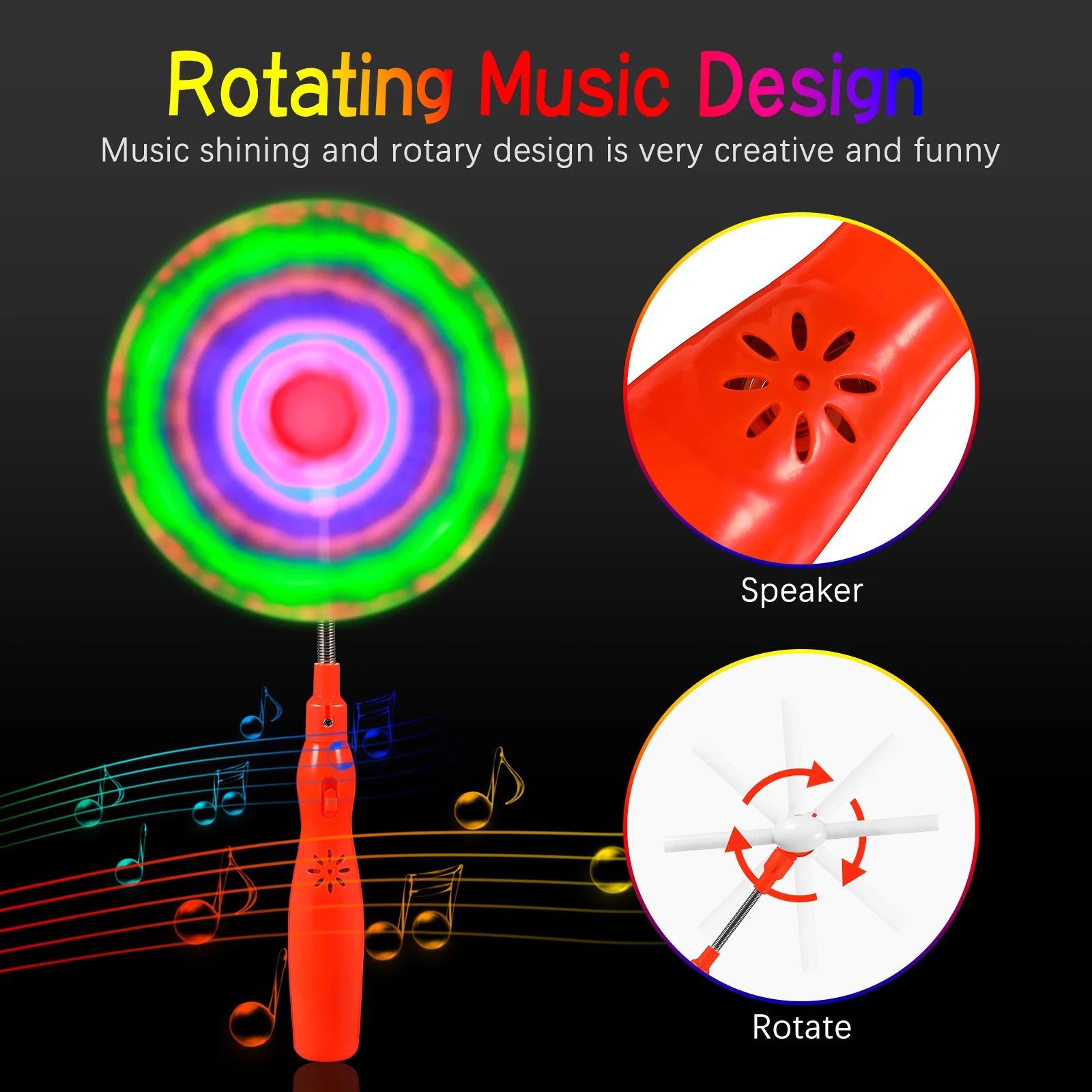 3 шт. светящиеся ветряные мельницы, музыка для детей, сувениры для вечеринок, детский поворотный светодиод для малышей
