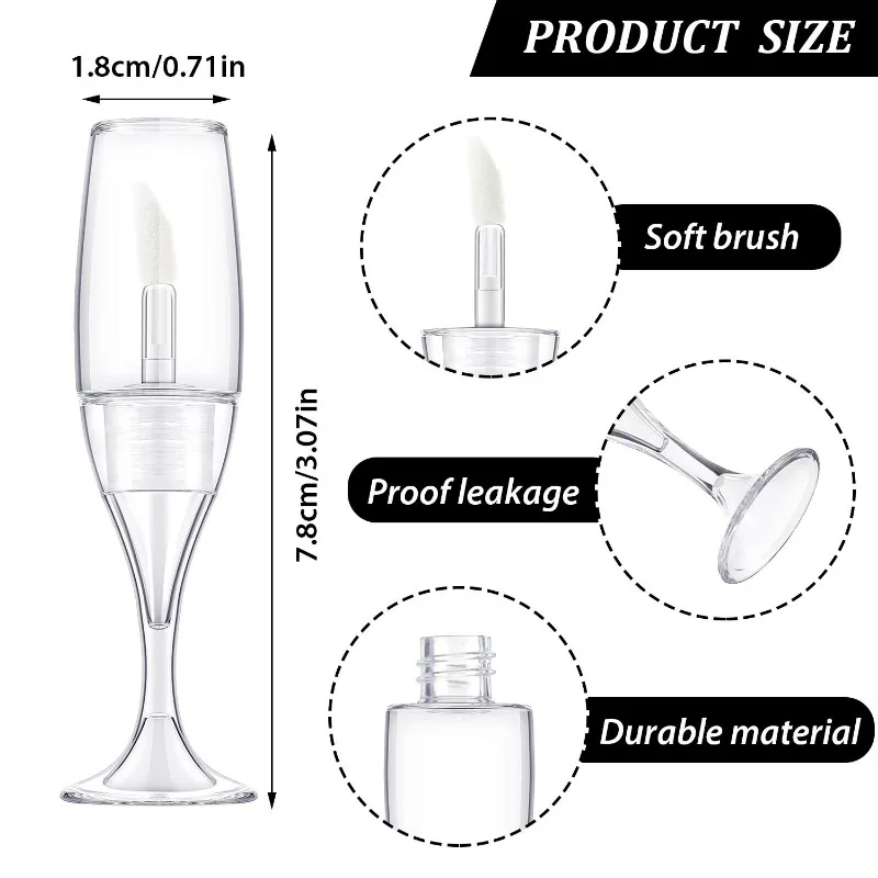 10pcs 8ml Mini Lip Gloss Tubes Wineglass Shaped Empty Lip Balm Containers Interesting Refillable Cosmetics Packaging Bottles