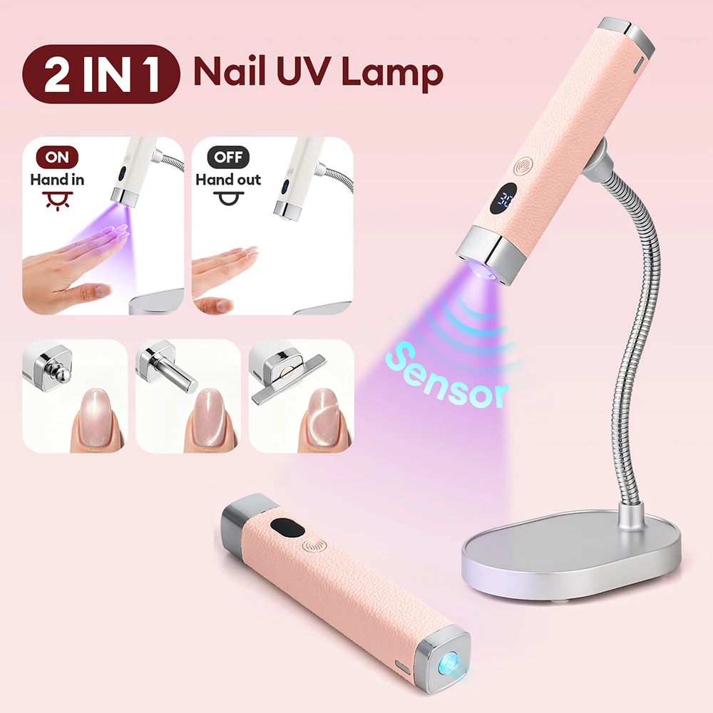

Portable Rechargeable UV LED Nail Dryer Lamp With 3 Magnets Handheld Desktop Gel Curing Light With Flexible Hose Nail Art Tool