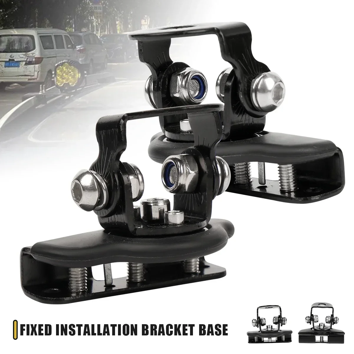 Stainless Steel Universal Car Auto A-Pillar Hood LED Work Light Bracket Holder Clamp Engine Cover Lamp Bar Mounting Clamp