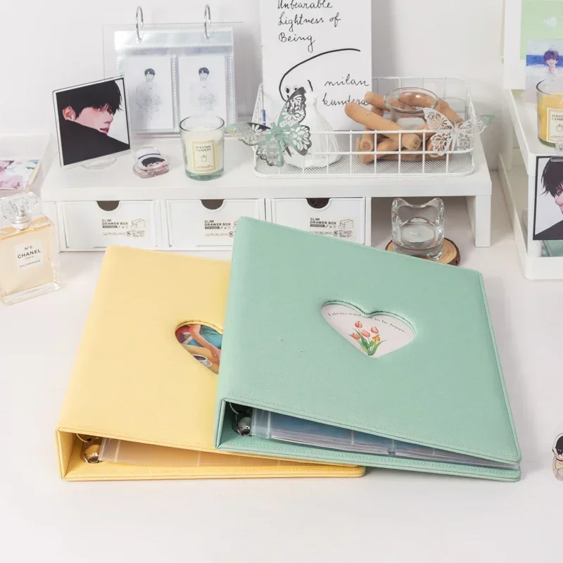 Heart 3X3 9Grid A4 Photocard Binder PU Leather 3inch Photo Holder Large Photo Album Korean Idol Photo Collect Book 4hole