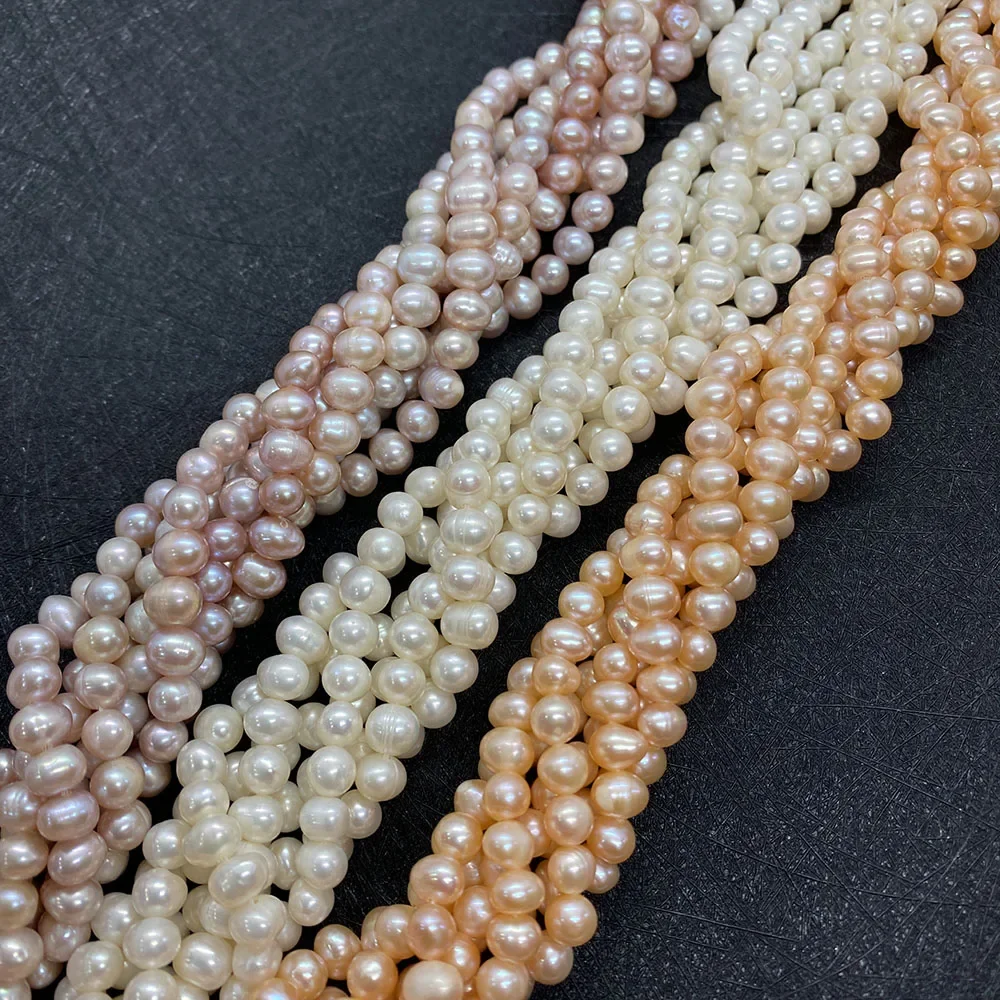 Grade AA High-quality Pearl Beads 100% Real Natural Freshwater White Nearly Round Beads Jewelry Making DIY Necklace Earrings