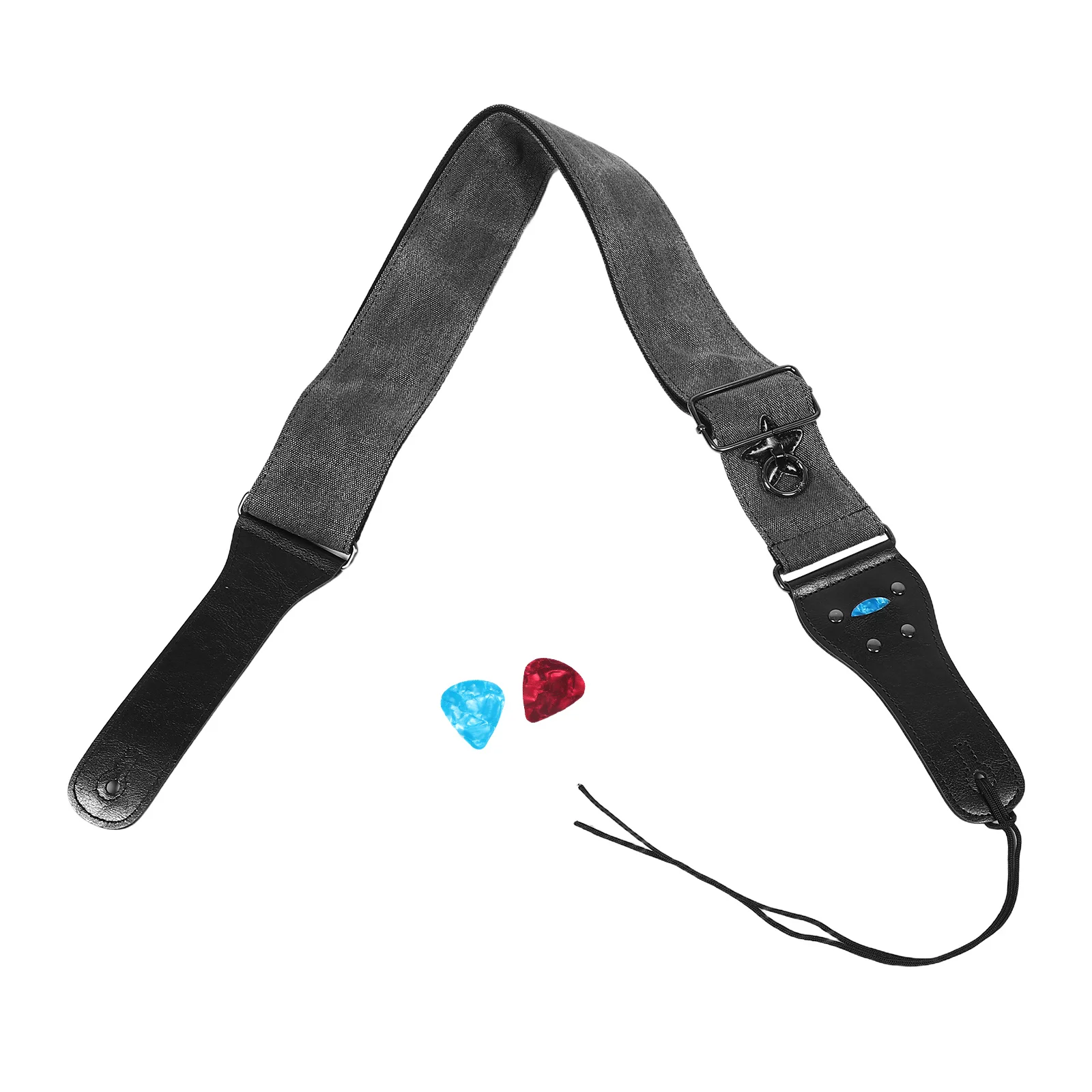 

Black Adjustable Wide Padded Guitar Strap Heavy Duty for Electric Acoustic Bass Universal Fit Includes Picks Guitar Starp