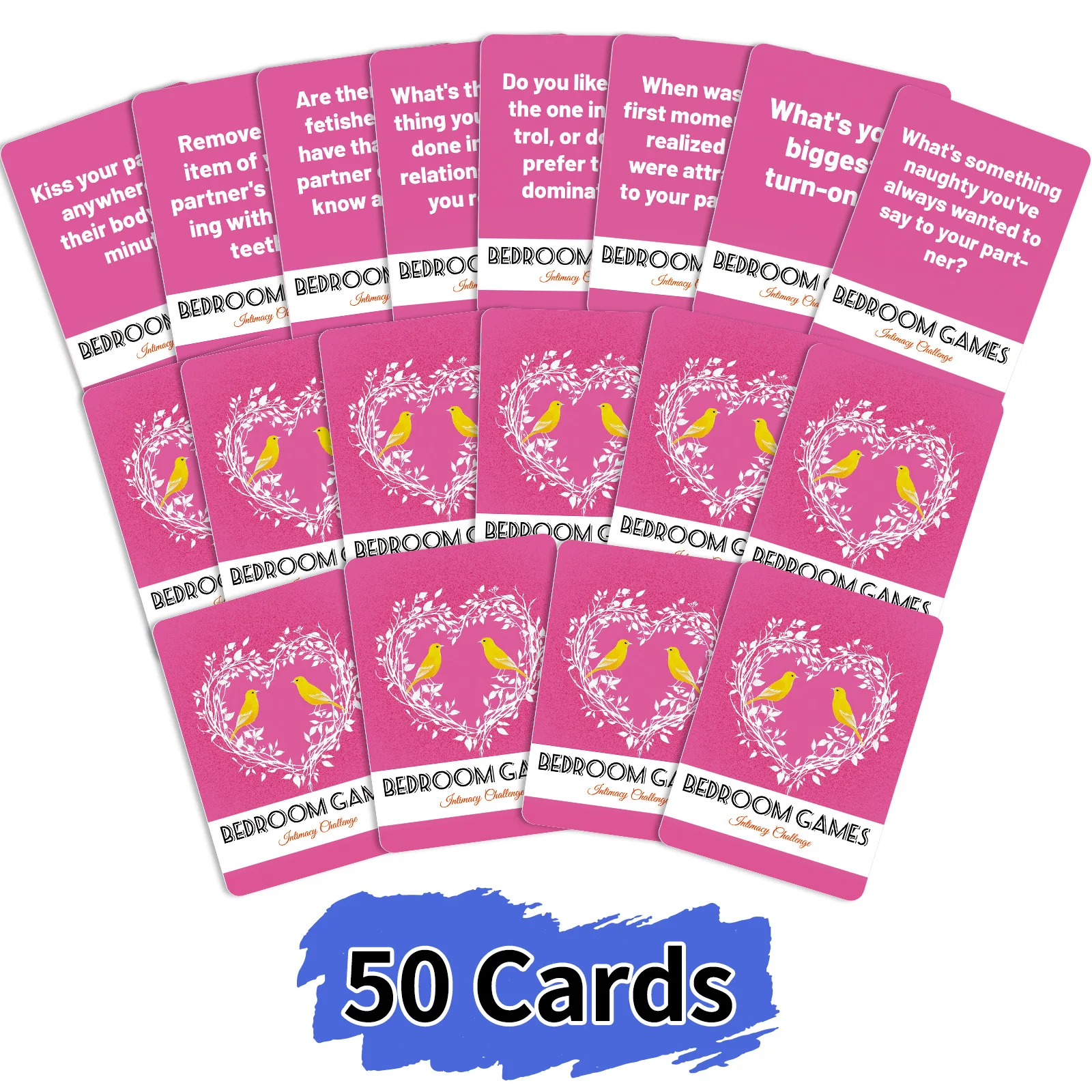1Deck 50 carte da gioco per camera da letto - Carte da sfida per intimità per coppie, carte da gioco per intrattenimento per il tempo libero nella camera da letto con data notturna