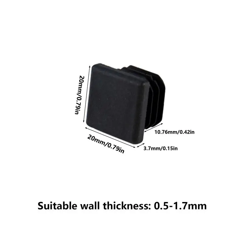 30/20/10pcs Square Plastic Black Blanking End Cap Tube Pipe Insert Plug Bung 10x10mm 13x13mm 15x15mm 16x16mm  18x18mm