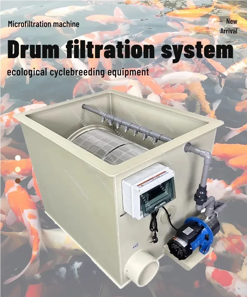Fish Pond Water Treatment Machinery Micro Drum Filter Koi Pond Biological Filtration System Microfiltration Machine for Pond