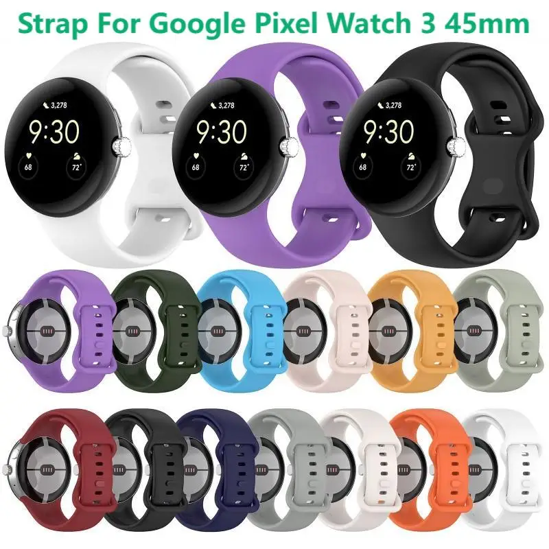 สายซิลิโคนสำหรับ Google Pixel Watch 3 45mm อะไหล่สายรัดข้อมือสปอร์ตสำหรับ Google Pixel Watch3อุปกรณ์สมาร์ทแบนด์