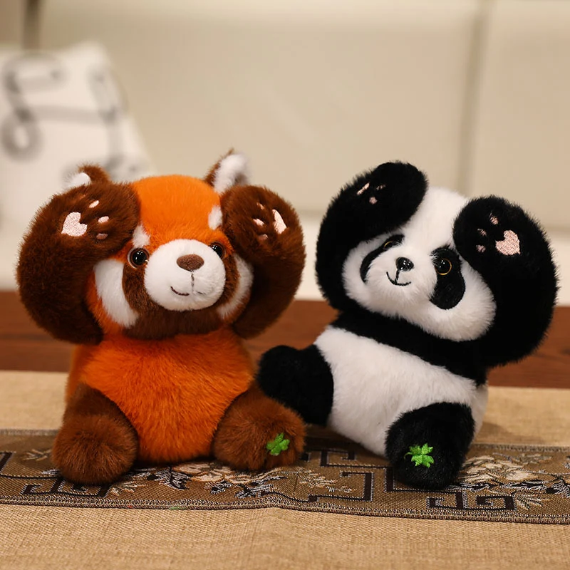 

15cm internet celebrity magnetic hug panda plush toy hide and seek cat with magnet raccoon toy computer outfit gift