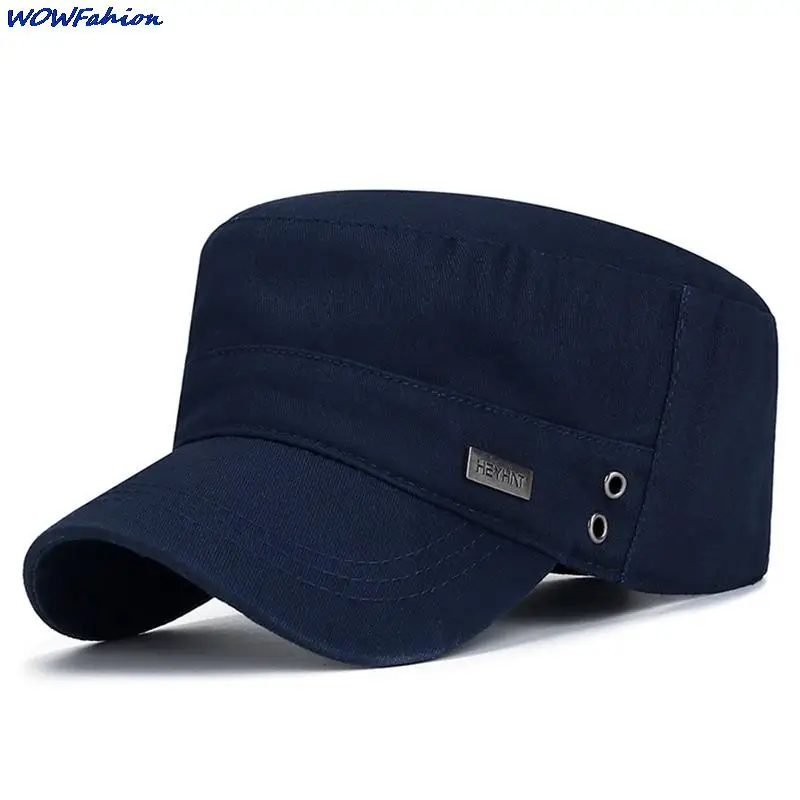 Military Cap For Men Women Classic Cotton Flat Caps Outdoor Sun Protection Casual Hat Retro Army Cadet Style Hat