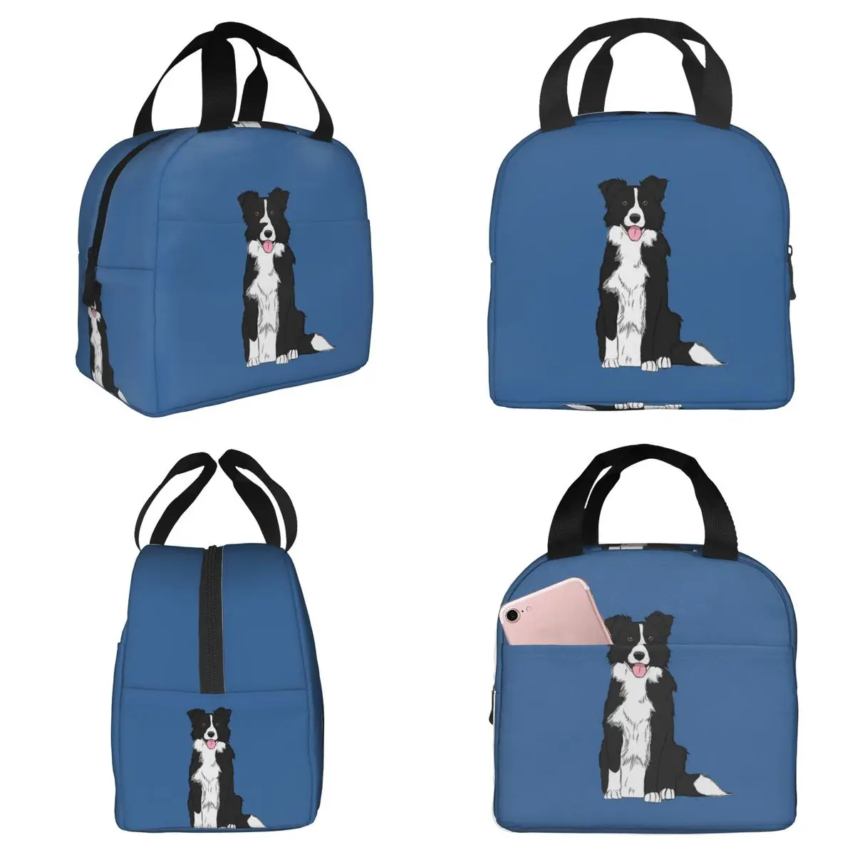 Border Collie Insulated Lunch Bag for Women Office Cooler Thermal Food Box Tote Leakproof Lunch Boxes Container