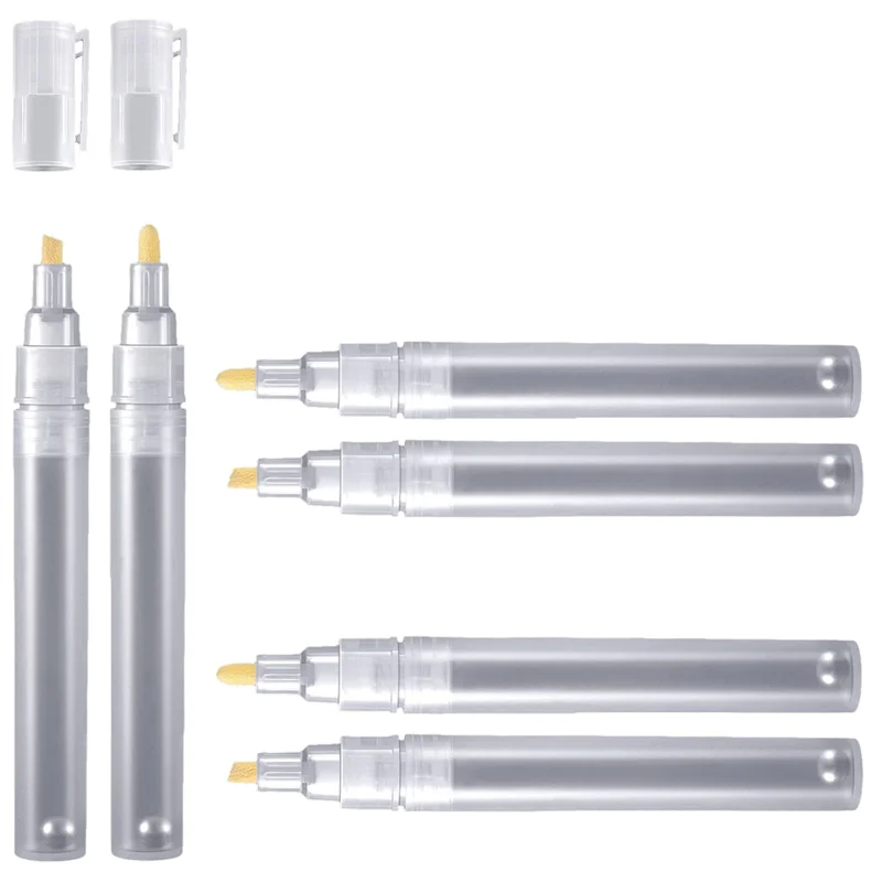 

A43T 6 Empty Fillable Blank Paint Pen Markers Refillable Paint Pen Fine Tip Graffiti Markers Acrylic Markers for Oil Painting