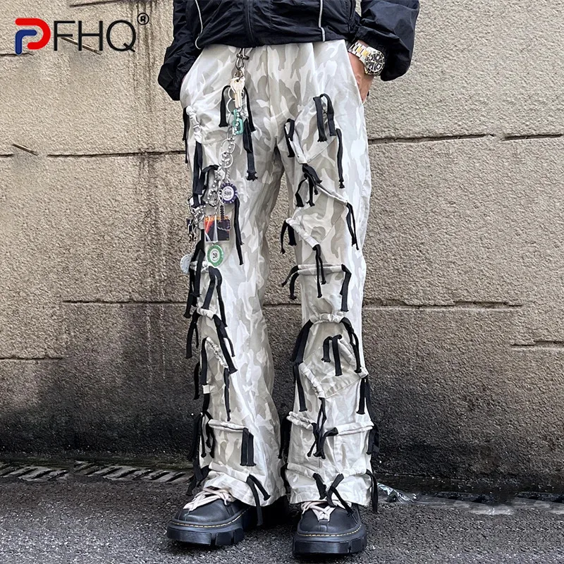 

PFHQ Design Wide Leg Camouflage Flared Pants 2024 New Summer Thin High Straight Leg Floor Trousers Contrast Color 21Z5761