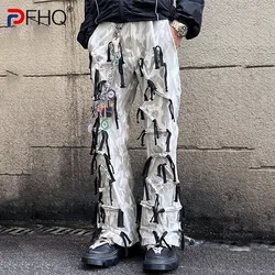 PFHQ Design Wide Leg Camouflage Flared Pants 2024 New Summer Thin High Straight Leg Floor Trousers Contrast Color 21Z5761