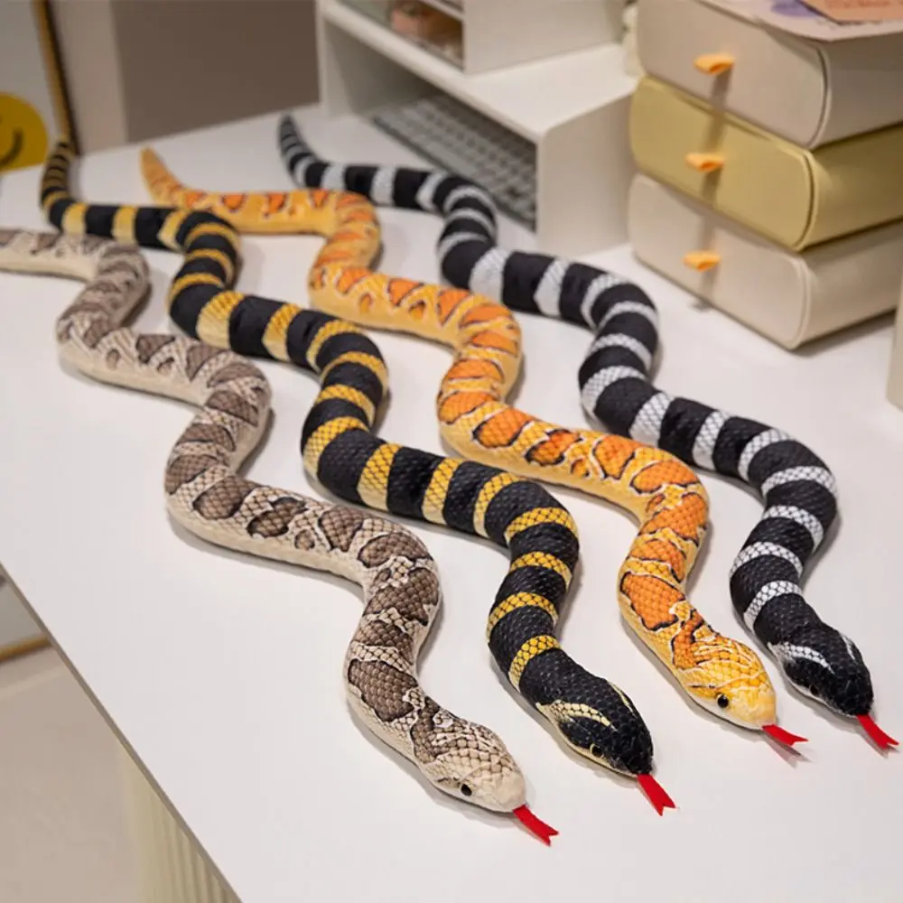 Poupée en peluche serpent Boa réaliste, motif Long, serpent de Simulation noir et blanc, 100/150cm, jouet en peluche