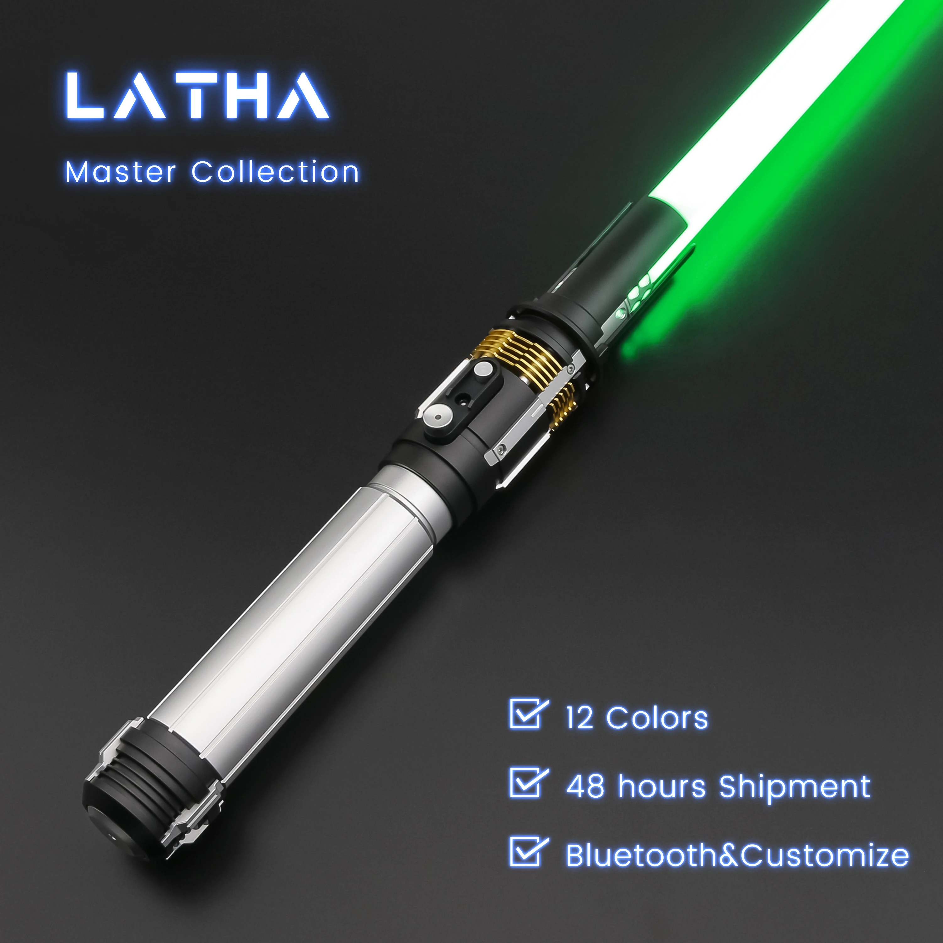 

TXQSABER New Design LaTha Lightsaber Metal Hilt Double Buttons Laser Sword with Pixel Blade SNV4 Bluetooth Control Heavy Dueling