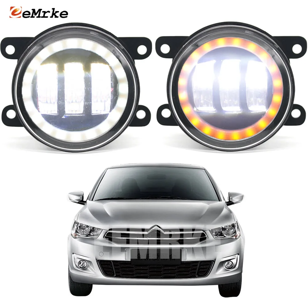 

Led Fog Light Assembly Lens for Citroen Elysee C-Elysee 2 2012-2019 Angel Eyes Turn Signal Lights + Car Driving Lamp DRL Ring