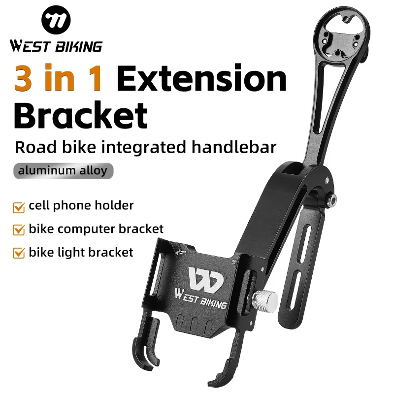 

WEST BIKING 3 IN 1 Handlebar Extension Bracket Cycling Phone Holder Bike Computer Stand Bicycle Light Stand Bike Accessories