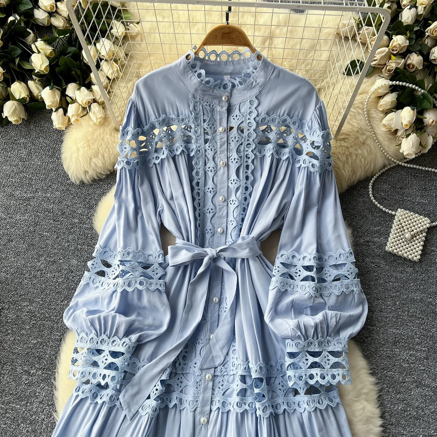 Französisch Party Elegante Sommer Sexy Schlanke Frauen Lool Kleider süße Ausschnitt Lool Ärmel Spitze PATCHWORK Kleid