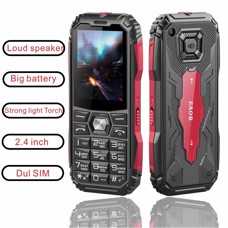 EAOR 2.4 screen Feature Phone Dual SIM card long standby Keypad bar BOX Loudspeaker strong light Torch cellular cell cheap phone