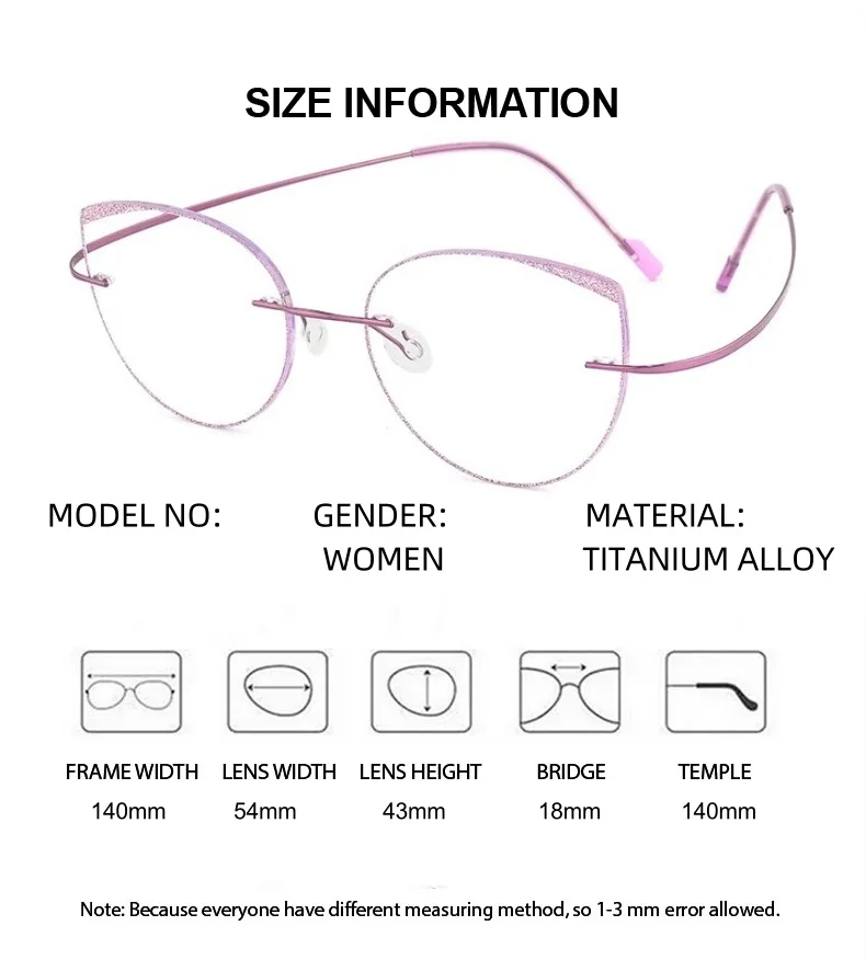 ELECCION Rimless Reading Glasses Prescription Accented with diamonds Edge With Silver Women Presbyopic Eyewear Phone  Eyeglasse