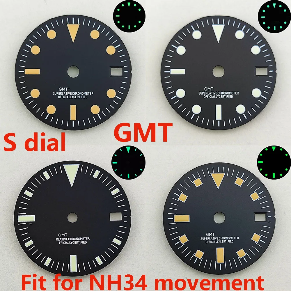 29mm NH34 ダイヤル S ダイヤル グリーン夜光 NH34 ムーブメントに適した時計アクセサリー修理ツール