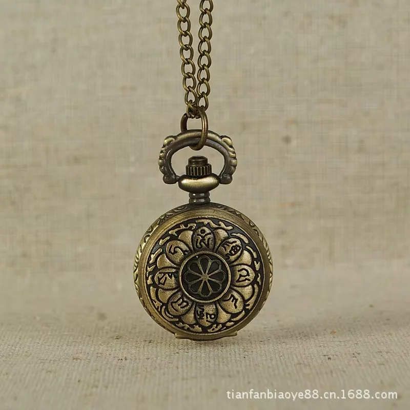 

Chinese Unique Engraved Pedant Flower Design Retro Bronze Tinny Pocket Watch Casual Women Kids Exquisite Fob Watch
