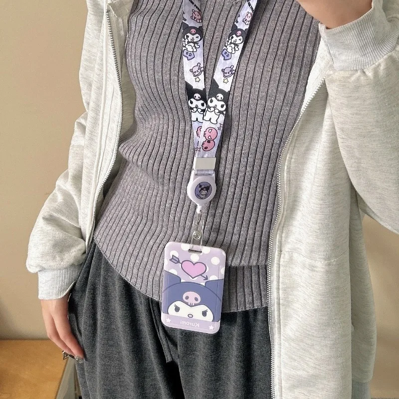 

Sanrio Kuromi Anime Credential Badge Holder Cute Card Holders Student Campus Lanyard Cards Holder Neck Straps for Kids Gift