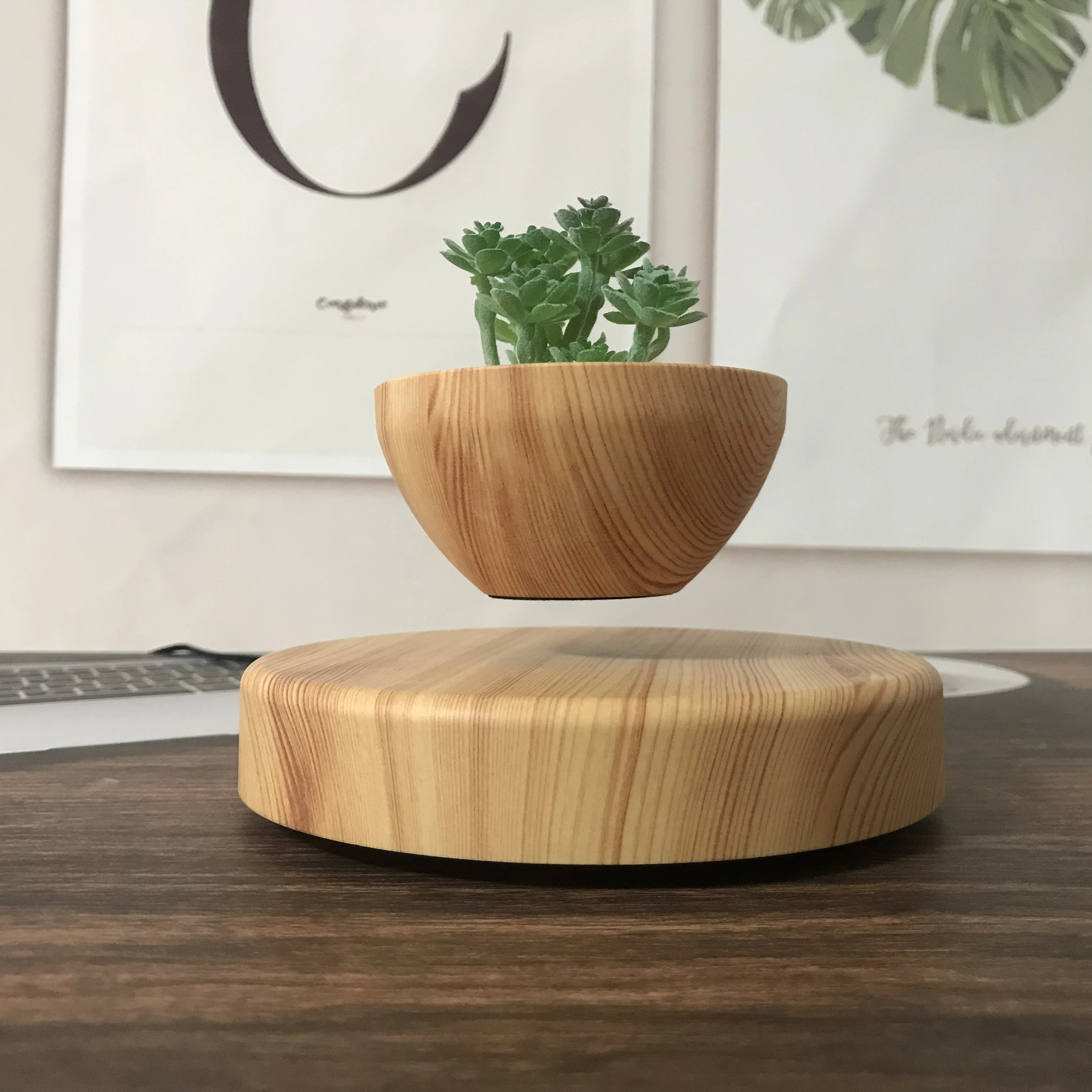 Panela de Bonsai Levitating Magnético, Luz Noturna Flutuante, Panela Criativa para Mini Planta, Presente Inteligente