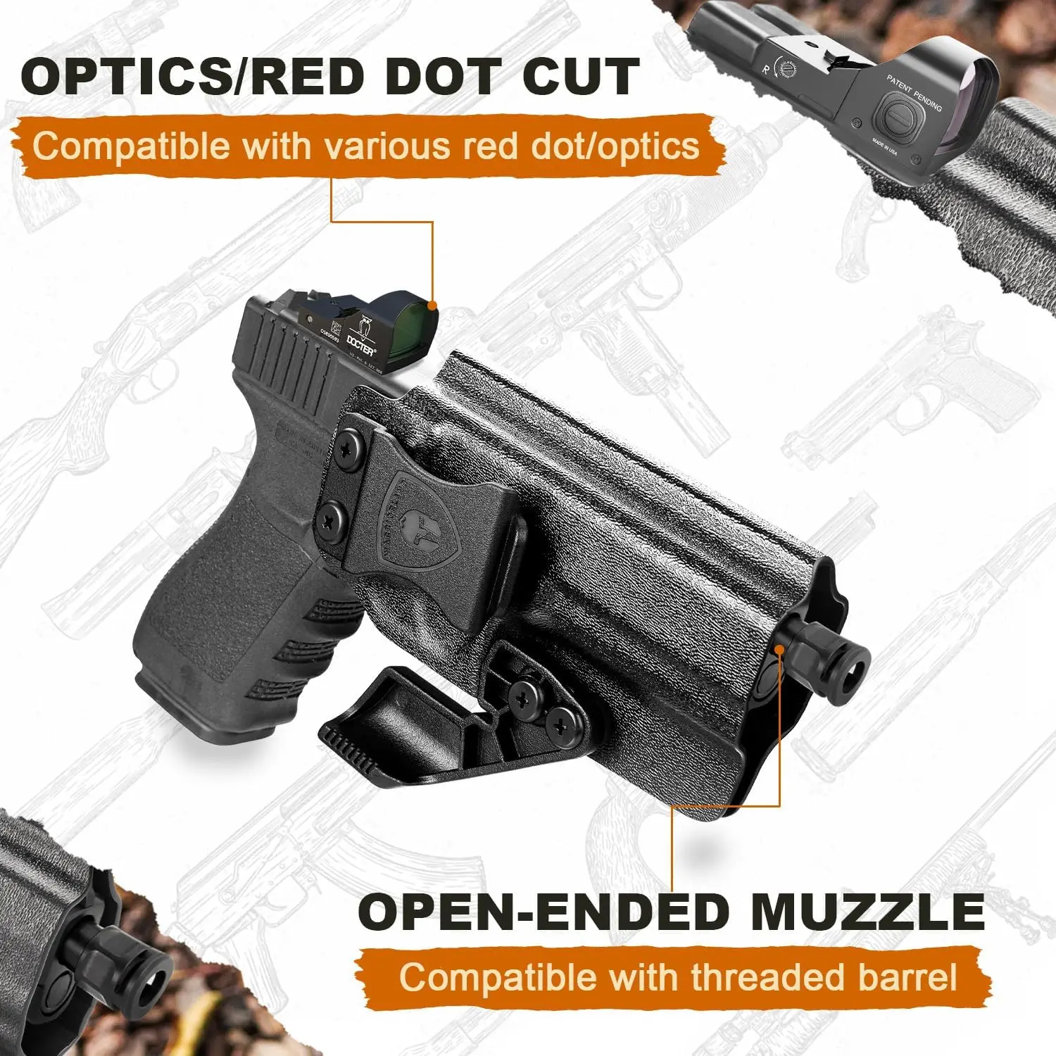 For Glock 21/ Glock 20 (Gen 3 4 5)&Glock 22 Gen 5,IWB Kydex Holster,Inside Waistband Carry Holster,Adj.Retention&Cant,Right Hand