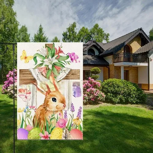 Easter Garden Flag 12x18 Inch Double Sided Burlap Spring Colorful VVL YYX EEZ