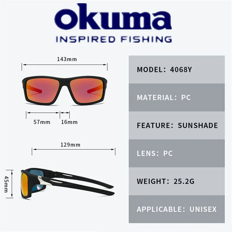 Okuma kacamata memancing terpolarisasi baru UV400 bersepeda, mengemudi, berburu, peralatan olahraga luar ruangan tersedia dalam 5 warna