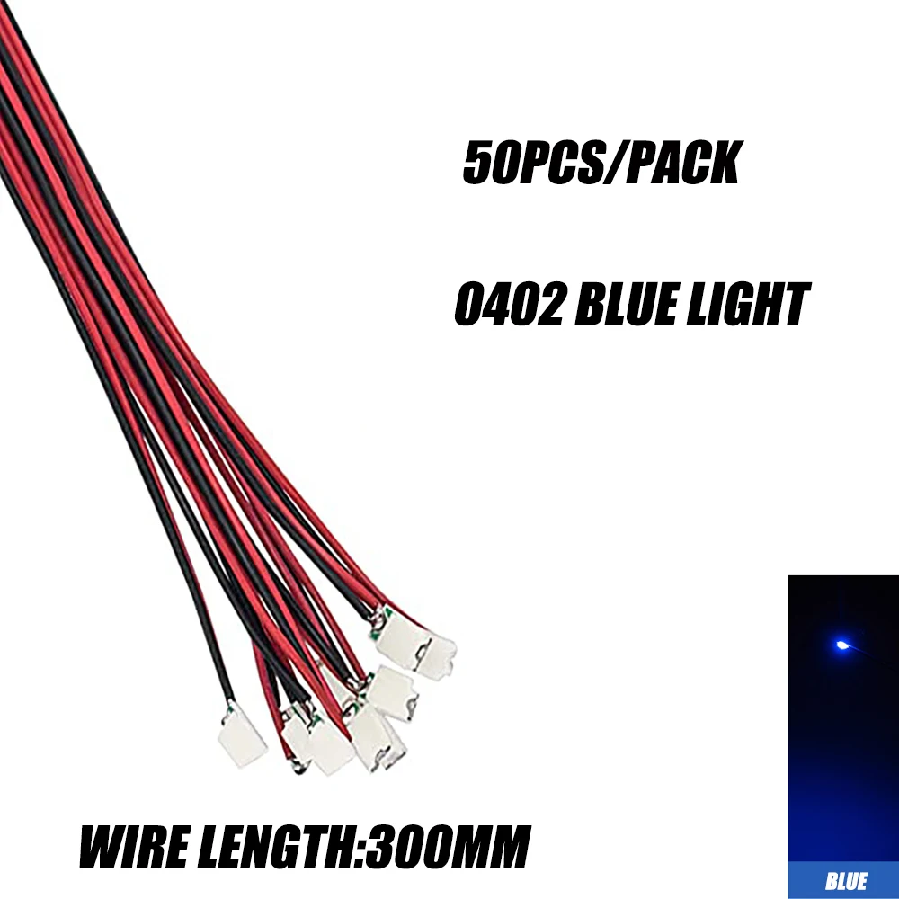 SANMERSEN 50 Teile/beutel 0402 0603 DIY SMD Lampe Wired Micro Litz Led Vorgelötet Chip Wired 3V Eisenbahn Modell spielzeug Licht DIY Führt Drähte 30cm 10