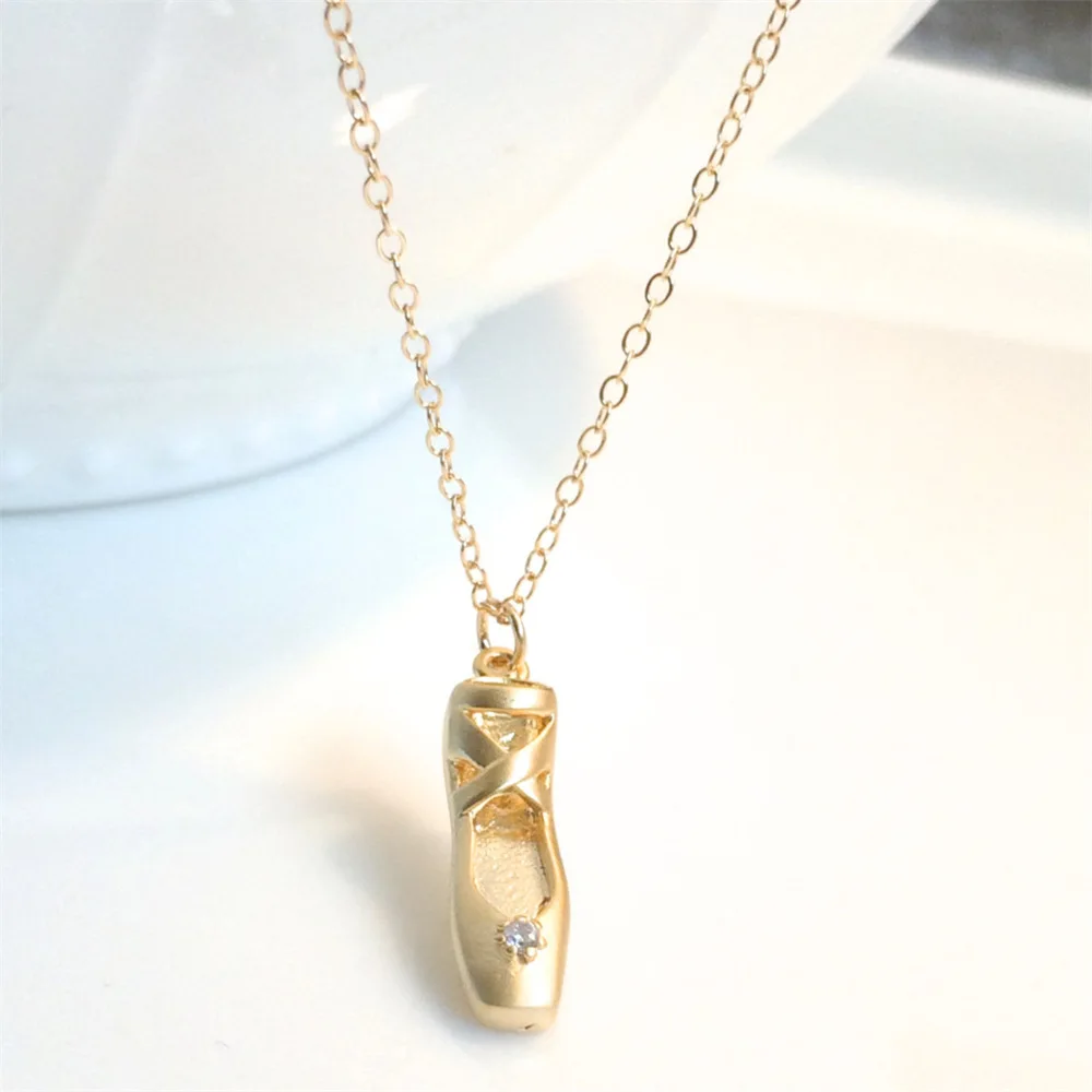 

2025 Fashion Dance Girl Cute Dance Shoe Necklace Zircon Gold Plated Ballet Girl Pendant Necklace Jewelry for Women Girls