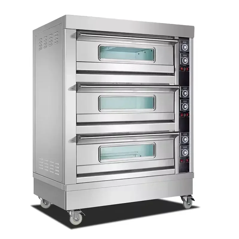 Commercial Industrial Bakery Electric and Gas Deck Pizza Bread 3 Layers 6 Tray Oven