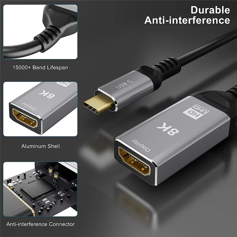 

USB C to HDMI-Compatible Adapter 4K 120HZ,8K 60HZ Adapter