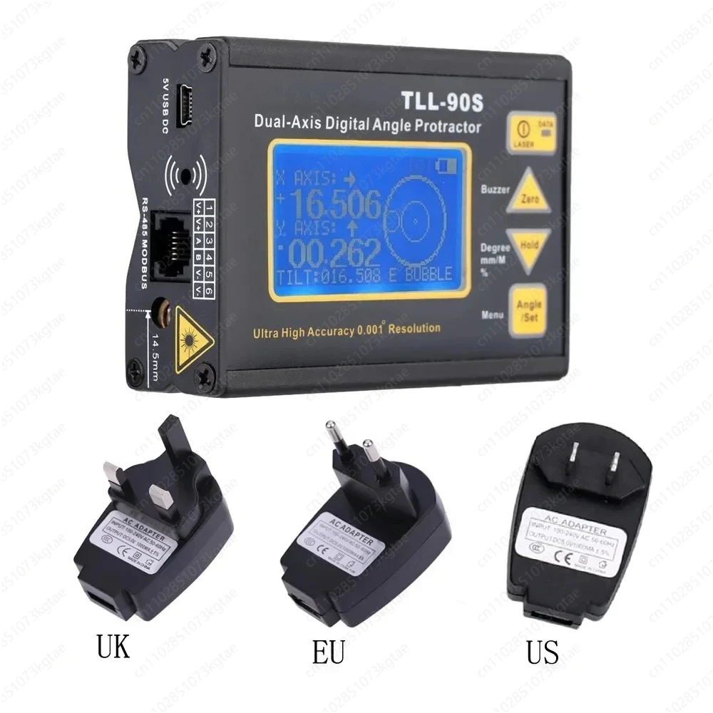 TLL-90S Biaxial Level High Precision Angle Meter 0.005 Degree Laser Digital Display Inclinometer Gyroscope
